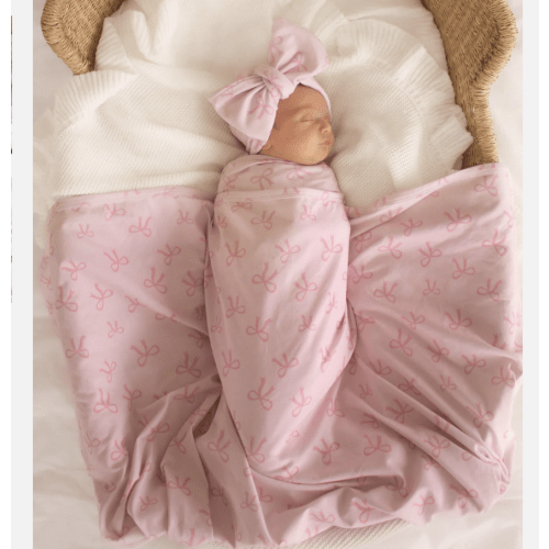 Baby Wrap - Pink + Bows