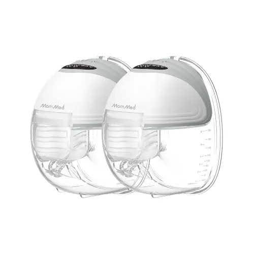 MomMed Wearable Breast Pump (Model S21) – Double Electric Hands-Free Breast Pump, Leak-Proof Design, 3 Modes (Stimulation, Expression, Auto) & 12 Vacuum Levels, Portable and Quiet, Gray, 2Pack