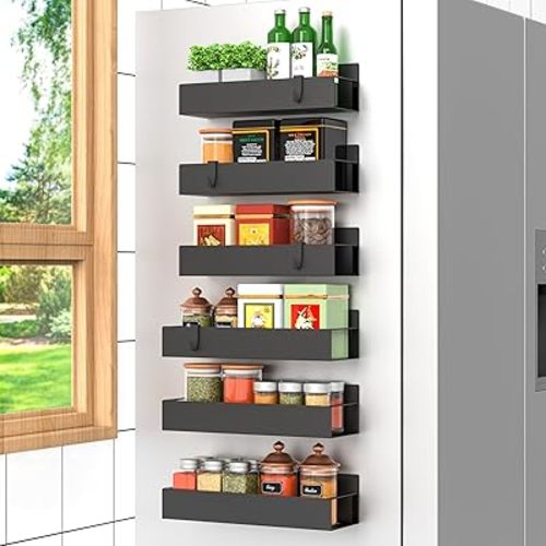 6 Pack Magnetic Spice Rack Organizer Storage for Refrigerator and Oven, Fridge Organizers and Shelf