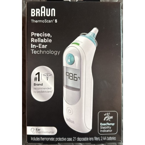 Braun ThermoScan 5 w ExactTemp Stability Indicator - Precise Ear Thermometer NEW