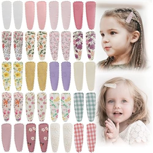 40pcs Baby Hair Clips Flower Patterns Snap Hair Clips