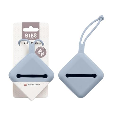 BIBS Pacifier Case with Loop for Storing and Carrying Dummies Holds Three Pacifiers 100% BPA Free Material Made in Denmark Dusty Blue