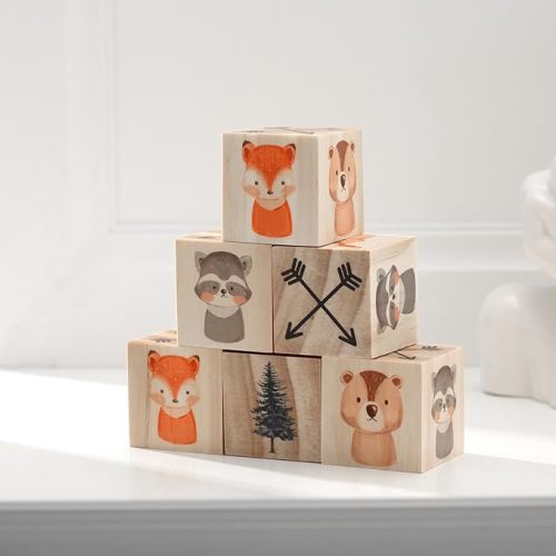 6 Pcs Nursery Decor for Girls and Boys Nursery Decor Watercolor Shelf Decor for Bedroom Playroom Gifts(Woodland Animals)