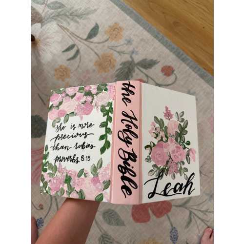Pink Hand Painted Bible