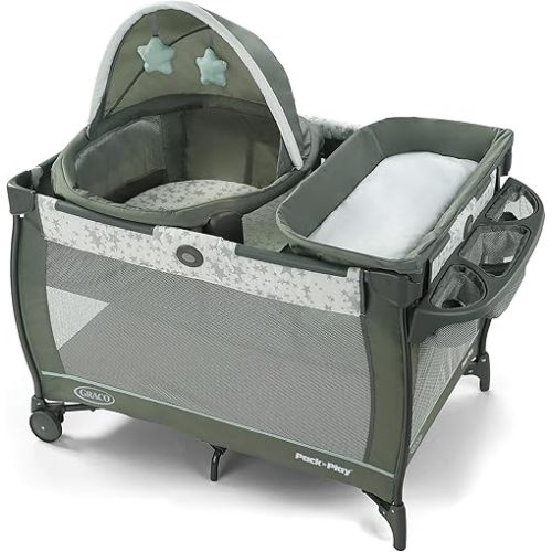 Graco® Pack ’n Play Travel Dome Playard, Portable Bassinet with UV Canopy, Full‑Size Infant Bassinet, Diaper Changer