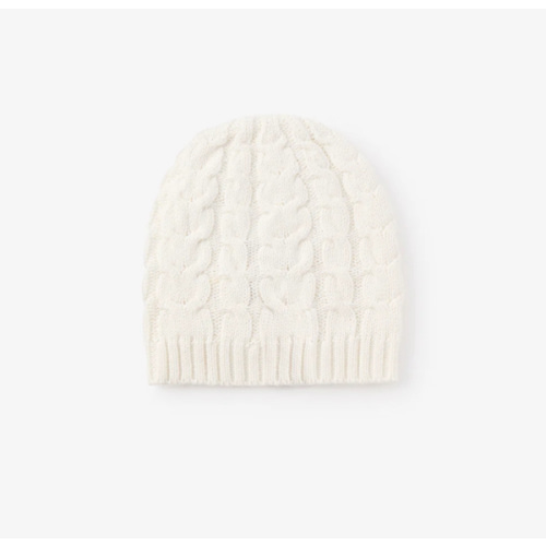 Whisper White Horseshoe Cable Knit Baby Hat – Elegant Baby