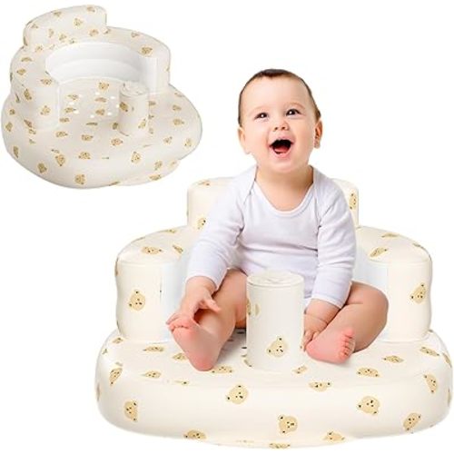 Inflatable Baby Seat for Babies 3 Months and Up, Inflatable Baby Chair, Baby Floor Seats for Sitting Up, Built-in Air Pump Blow Up Baby Chair Baby Support Seat Summer Chair Gifts
