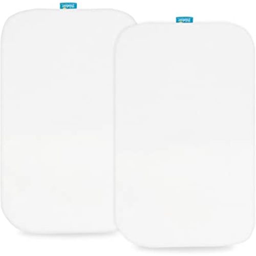 100% Organic Cotton Bassinet Sheets Compatible with Baby Delight Beside Me Dreamer Bassinet, 2 Pack, Ultra Soft Bassinet Sheet for Baby, White