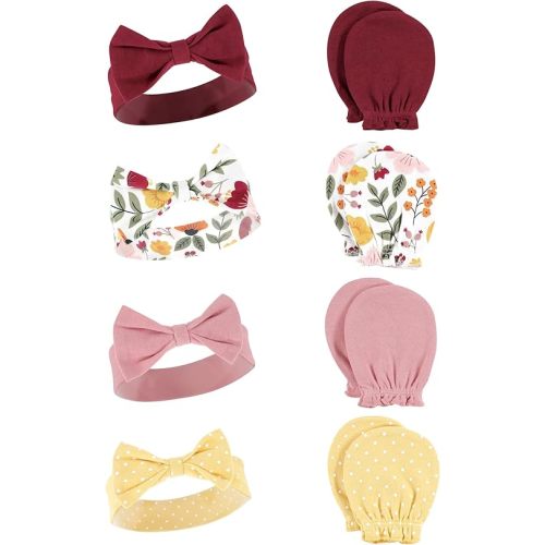 Hudson Baby Baby Girls' Cotton Headband and Scratch Mitten Set
