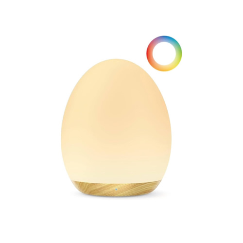 JolyWell Night Light for Kids, Baby Egg Light with 7 Colors Changing Mode & Stepless Dimming, Nursery Night Lamp BPA Free,Rechargeable Egg Night Light for Breastfeeding 1h Timer & Touch Control, Wood