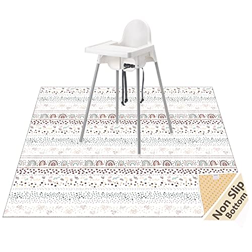 Splat Mat for Under High Chair/Arts/Crafts, WOMUMON Washable Spill Mat Waterproof Anti-Slip Floor Protector Splash Mat, Messy Mat and Table Cloth