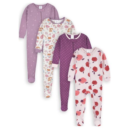 Gerber Baby & Toddler Neutral Snug Fit Footed Cotton Pajamas, 4-Pack, Sizes 0/3 Months-5T