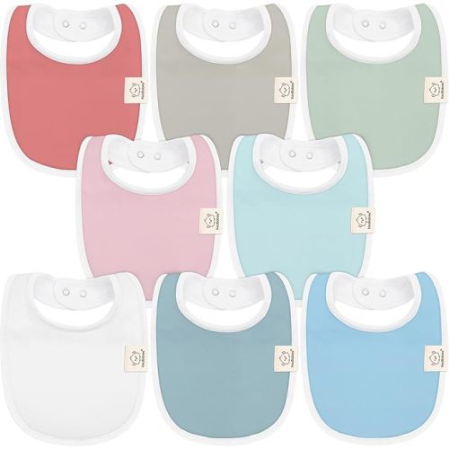 8-Pack Organic Baby Bibs for Boys, Girls - Soft Cotton Drooling and Teething Baby Bibs, Baby Girl Bibs, Baby Boy Bibs, Baby Drool Bibs for Baby Girl, Boy, Newborn Infant Bibs (Spring) - Vessels