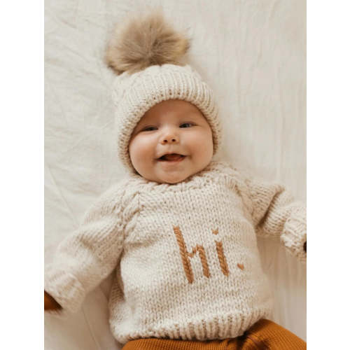 Hi. Crew Neck Knit Sweater, Pecan