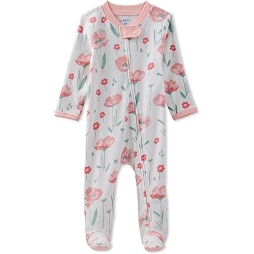Baby Girls' Scout Sleep & Play 100% Organic Cotton Footed Zip Front Sleeper Pajamas for Baby Girls