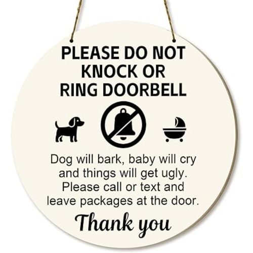 Baby Sleeping Sign For Front Door Do Not Ring Doorbell Sign
