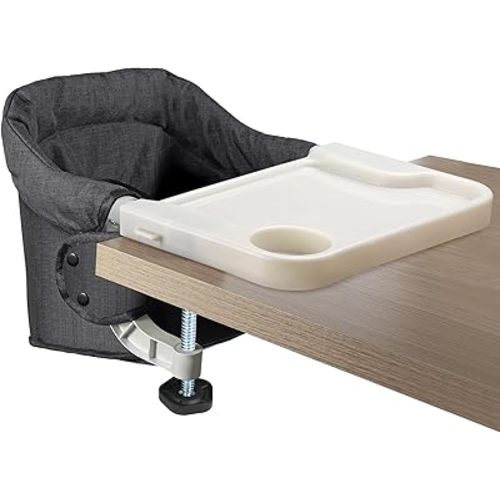 Toogel Hook On High Chair with Removable Dining Tray,Folding Portable Clip on Table High Chair,Baby Chair with Storage Bag for Indoor/Outdoor, Black