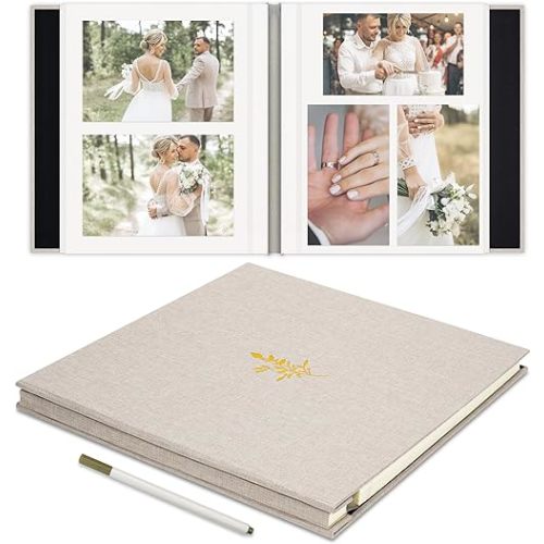 Self Adhesive Photo Album, Beige Scrapbook Album with DIY 40 Blank Pages