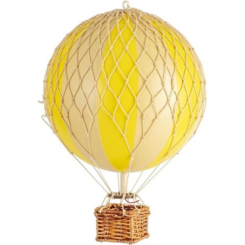 Authentic Models, Travels Light Air Balloon, Hanging Home Decor - 11.80 Inch Height, Historic Hot Air Balloon Model for Home Decor, Detailed Vintage Decorations to Hang from Ceiling - Double Yellow