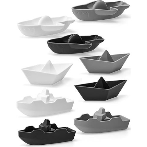 Leeleelon® Mold-Free Floating Boats Bath Toys for Toddlers 1-3, 9 Pack, No Hole Bath Toys for Babies 6-12 Months, Water Table Toys, Bath Toys for Kids Ages 1-3, Water Toys, Pool Toys, Beach Toys