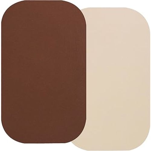100% Organic Cotton Bassinet Sheets Compatiable with ANGELBLISS & Ronbei Baby Bassinet Bedside Sleeper, 2 Pack Jersey Knit Fitted Sheet for Baby Boy and Girl, Pale Yellow and Brown