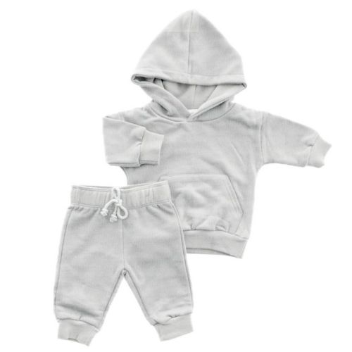 Organic Cotton Hoodie & Jogger Set | Gray | Charlie Lou Baby | 6-12m
