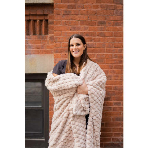 Belgian Waffle Oatmeal Plush Blanket