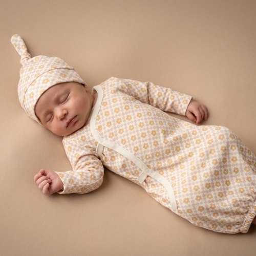 Organic Kimono Infant Sleep Gown - Pop Floral - GOTS Certified