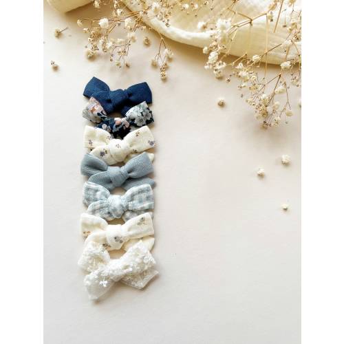 Mini Tea Bows // Newborn Baby Bows, Blue Bow, White Bow, Hand Tied Baby Bows, Girls Bows, Baby Headbands, Baby Hair Clip.