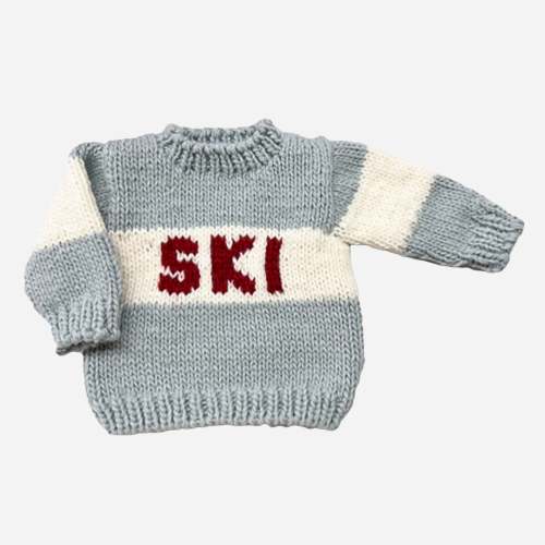 Hand-Knit Baby Ski Sweater in Bowie Grey: Embrace Winter Adventures – The Blueberry Hill
