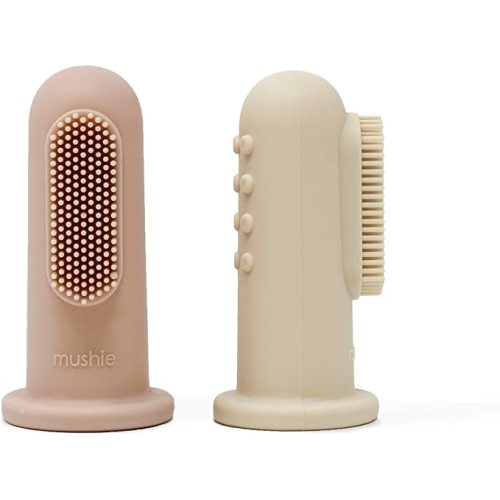 mushie Baby Finger Toothbrush (Blush/Shifting Sand) 2-Pack