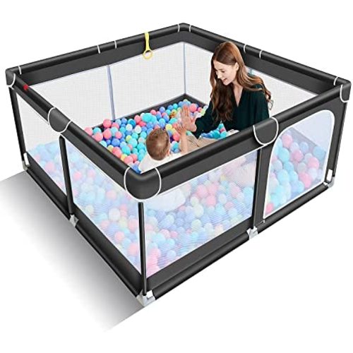 TODALE Baby Playpen for Toddler, Large Baby Play Yard, Safe No Gaps Playpen for Babies,Baby Gate Playpen(Black,50”×50”)