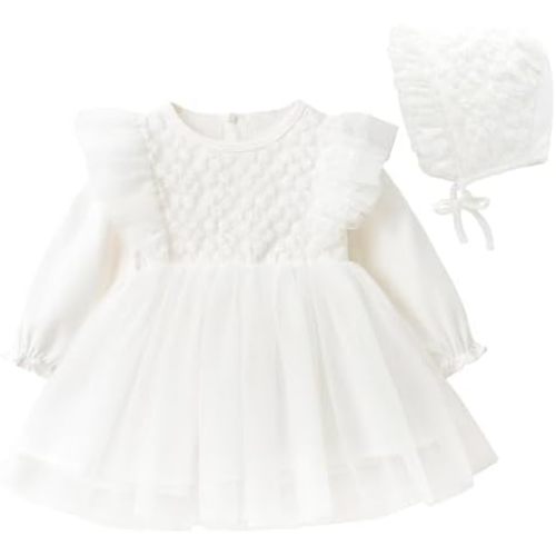 Curipeer Baby Girl Christening Dress Classic Infant Baptism Wedding Tulle Dress for Spring Summer