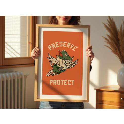 Retro Camp Print Camping Gift for Friend Nature Art Preserve Protect Poster Cabin Wall Decor Outdoorsy Wall Art RV Camper Decor Kids