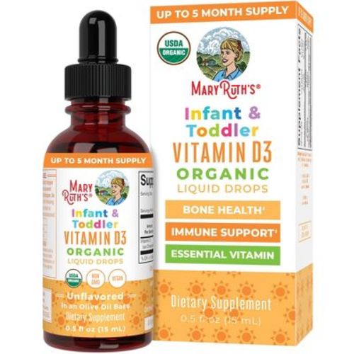 Maryruth's Infant & Toddler Vitamin D3 Drops, Unflavored, Org, 0.5 Oz