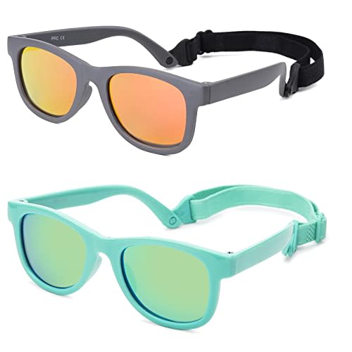 COASION Bendable Flexible Polarized Newborn Baby Sunglasses with Strap for Infant Boys Girls Age 0-12 Months CA8042