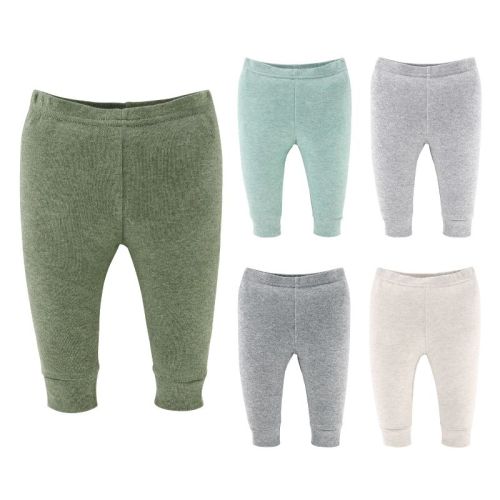 The Peanutshell Soft Heather Neutral Pants For Baby Boy And Girl, 5-pack Set, Multicolored, 0-3 Months