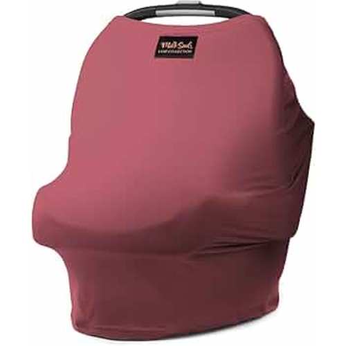 Milk Snob Original 5-in-1 Luxe Cover - Added Privacy for Breastfeeding, Baby Car Seat, Carrier, Stroller, High Chair, Shopping Cart, Lounger Canopy, Newborn Essentials, Nursing Top (Ash Rose)