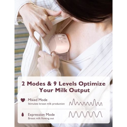 Momcozy S9 Pro Upgraded Wearable Breast Pump, Hands-Free Design with Extended Battery Life & LED Display, Double Electric Portable Pump with 2 Modes & 9 Levels, 24mm, 2-Pack, Pink