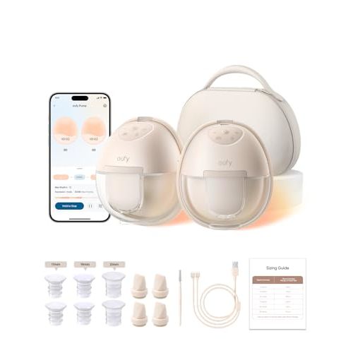 eufy Security Heated Wearable Breast Pump S1 Pro, Slim Hands-Free with Industry-Leading HeatFlow Tech, Wireless Charging Case, App-Controlled OptiRhythm, Hospital-Grade Suction, in-Bra Use