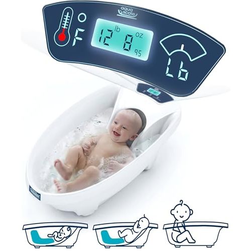 Baby Patent AquaScale Baby Bath Tub - 0-24m - GEN 3 - with Thermometer & Scale | Bathtub for Newborn, Infant & Toddler, Small to Large