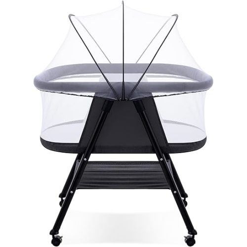 Baby bassinets,3 in1 Baby Crib, Sturdy, Portable & Easy to Assemble,Mosquito net and Portable Bag Included. (Black)