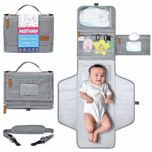 Portable Changing Pad with Shoulder Strap - Detachable Travel Changing Pad - Baby Shower Gifts - Fully Padded & Lightweight - Baby Boy Gifts - Diaper Changing Pad - Changing Mat 27"x22"