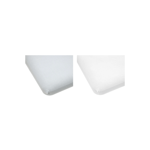 2 Pack Cotton Fitted Cot Sheets - White and Stripe
