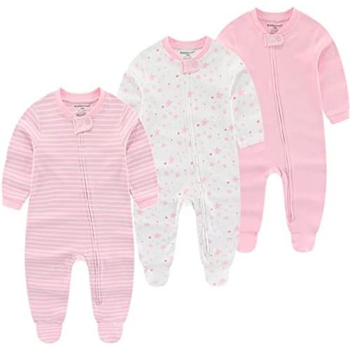 Kiddiezoom Baby Cotton Footed One-Piece Romper Multiple color combinations Jumpsuit Set For Newborn baby Pajamas