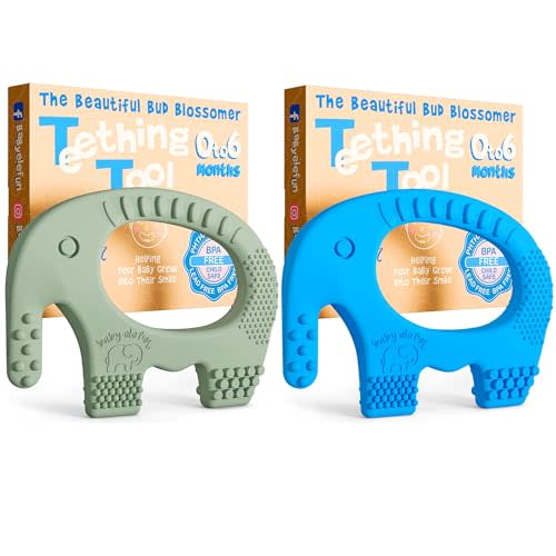 Elefun Baby Teether Pack - Gift 6 Months Blissful Teething Relief - Infant Teethers 0 to 6 Month Baby Shower Gift Set - Safe Silicone Soothing Rings Developmental Infant Chew Toys