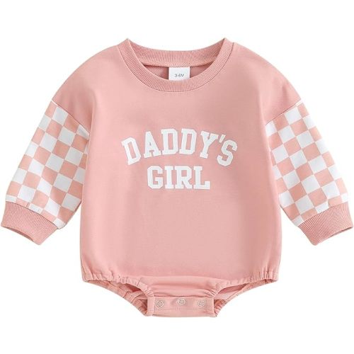 pengnight Newborn Baby Girl Clothes Long Sleeve Round Neck Sweatshirt Romper Oversized Sweater Infant Fall Winter Outfit