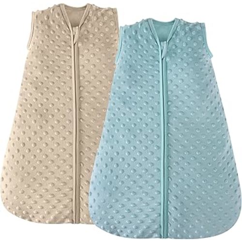 JELLYMONI Fleece Baby Sleep Sack 0-6 Months, 1.5 Tog Warm Winter Baby Wearable Blanket with Plush Dots and 2-Way Zipper, Cotton Toddler Sleep Sack