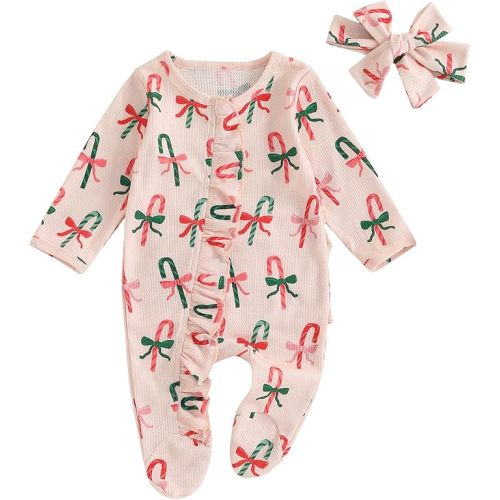 Eadrioss Christmas Baby Girl Outfit Waffle Heart Ruffle Romper Footies Jumpsuit Newborn Infant Girl Valentines Day Clothes