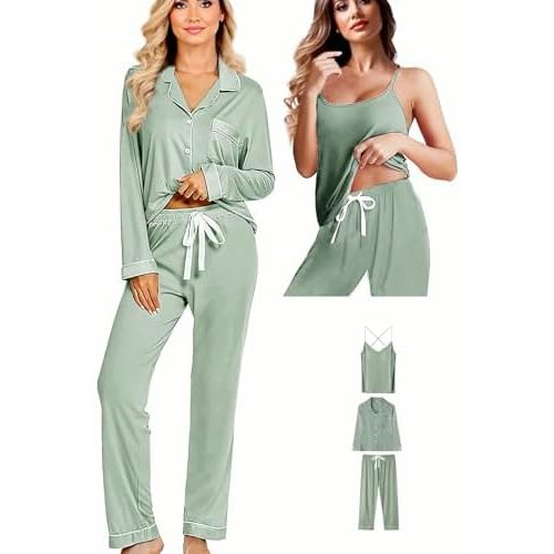 3Pcs Knit Pajamas Set For Women XS-4XL Womens Soft Pajama Sets Sexy Cami Pj Sets Sleepwear Loungewear Nightwear